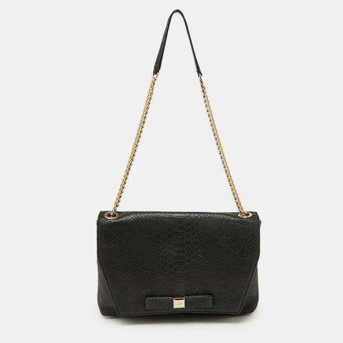 Kate Spade Black Snakeskin Embossed Leather Flap Shoulder Bag - Kate Spade - Modalova