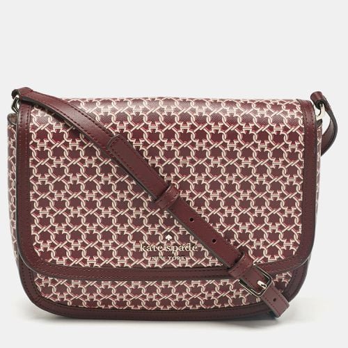 Kate Spade Burgundy Printed Coated Canvas Saddle Shoulder Bag - Kate Spade - Modalova