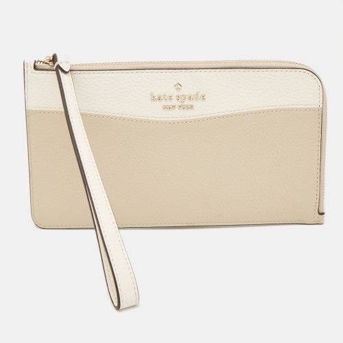 Kate Spade Beige/Cream Leather L Zip Wristlet Wallet - Kate Spade - Modalova