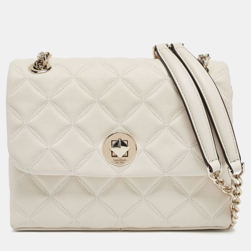 Kate Spade Ivory White Quilted Leather Natalia Flap Shoulder Bag - Kate Spade - Modalova