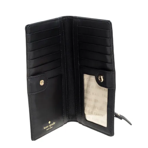 Black Leather Long Bifold Wallet - Kate Spade - Modalova