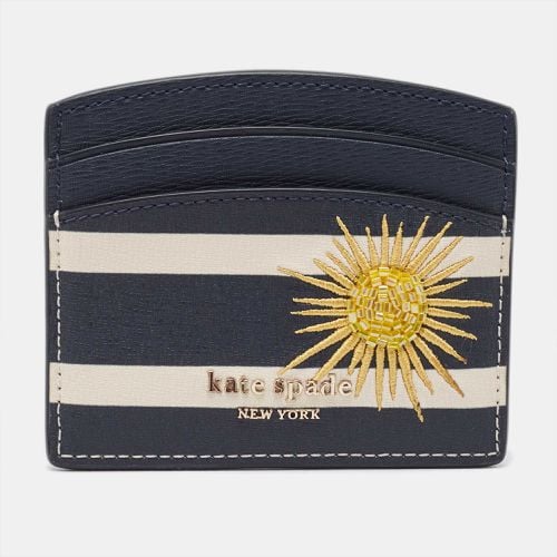 Kate Spade Navy Blue/White Stripe Leather Sunkissed Embellished Card Holder - Kate Spade - Modalova