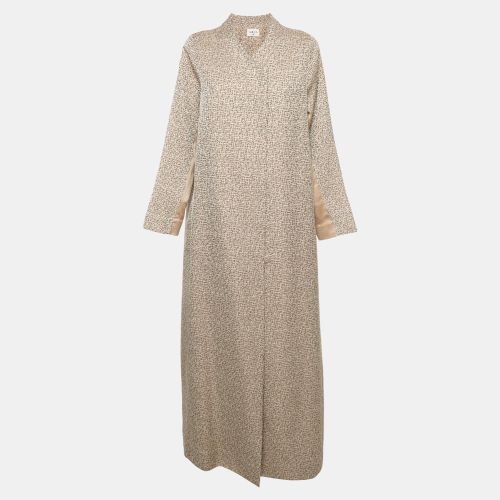 Off White Textured Jacquard Open-Front Abaya One Size - CHI-KA - Modalova