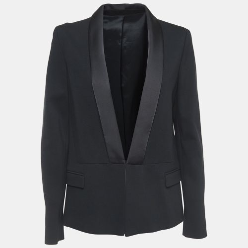 Karl Lagerfeld Black Knit Satin Panel Single Breasted Blazer M - Karl Lagerfeld - Modalova