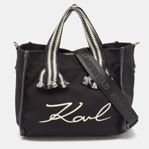 Karl Lagerfeld Black/White Canvas K/Signature Webbing Tote - Karl Lagerfeld - Modalova