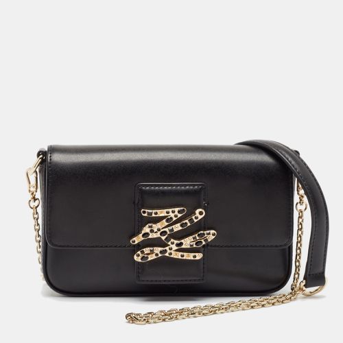 Leather K/Autograph Sparkle Shoulder Bag - Karl Lagerfeld - Modalova