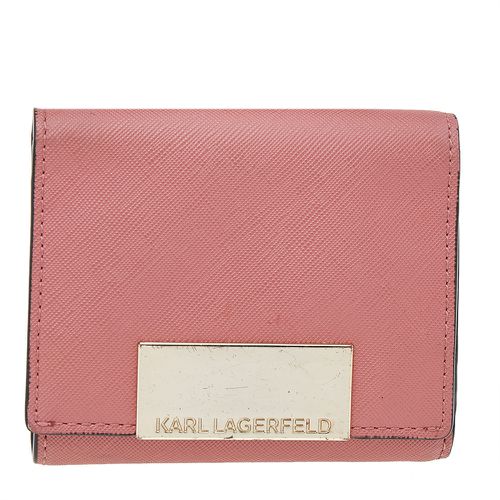 Karl Lagerfeld Pink Saffiano Leather Trifold Wallet - Karl Lagerfeld - Modalova