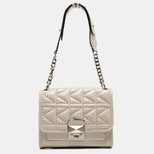 Karl Lagerfeld Beige Quilted Studded Leather Shoulder Bag - Karl Lagerfeld - Modalova