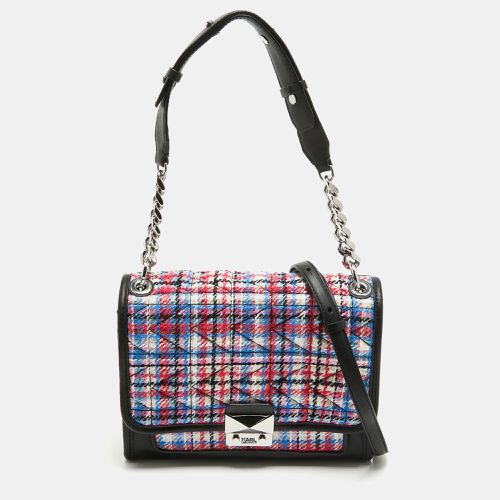 Karl Lagerfeld Multicolor Straw and Leather K/Kuilted Flap Shoulder Bag - Karl Lagerfeld - Modalova