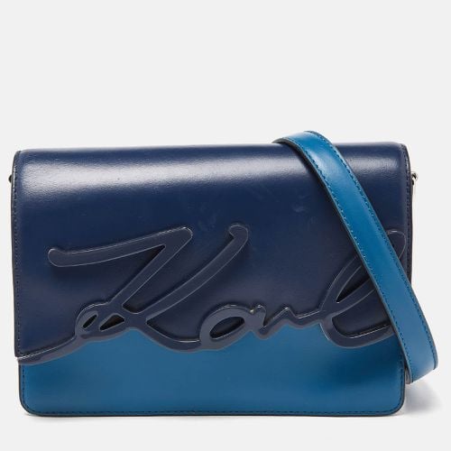 Karl Lagerfeld Two Tone Blue Leather K/IKONIK Shoulder Bag - Karl Lagerfeld - Modalova