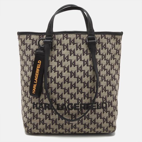 Karl Lagerfeld Black/Grey Jacquard Canvas and Leather K/Monogram Tote - Karl Lagerfeld - Modalova