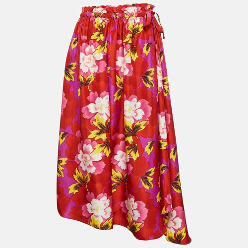 Kenzo Red Floral Print Silk Gathered Midi Skirt M - Kenzo - Modalova