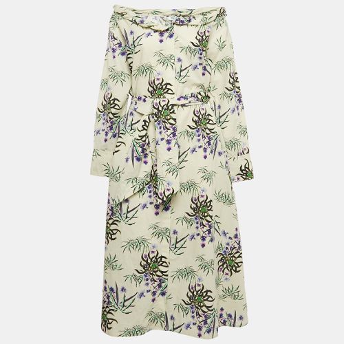 Floral Print Cotton Blend Collar Roll Midi Dress L - Kenzo - Modalova