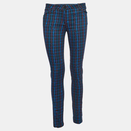 Kenzo Blue Checked Cotton Skinny Trousers S - Kenzo - Modalova