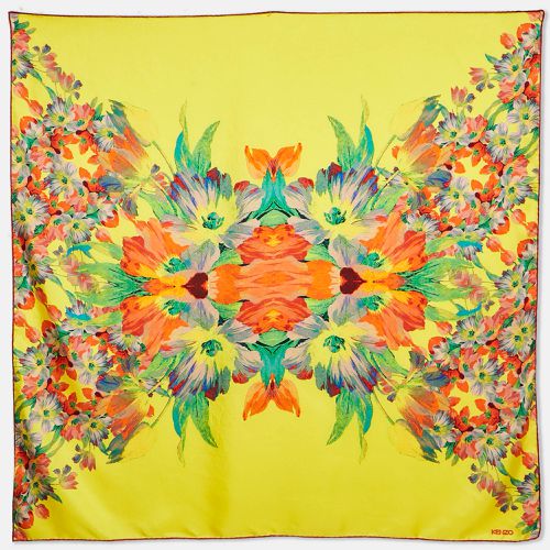 Kenzo Yellow Floral Print Silk Scarf - Kenzo - Modalova