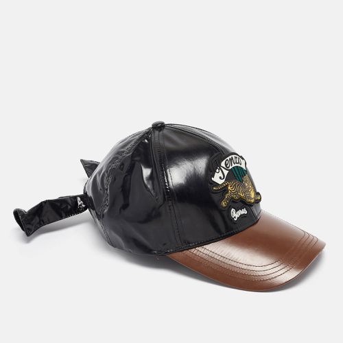 Kenzo Black/Brown Faux Leather Applique Detail Baseball Cap - Kenzo - Modalova