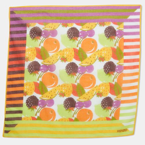 Kenzo Multicolor Fruits Print Cotton Square Scarf - Kenzo - Modalova