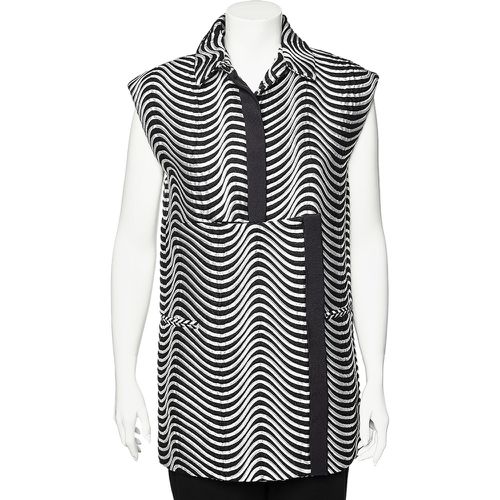 Kenzo Monochrome Patterned Jacquard Asymmetric Detail Sleeveless Jacket M - Kenzo - Modalova