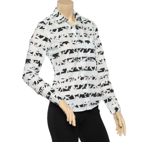Brushed Palm Tree Printed Cotton Button Front Shirt S - Kenzo - Modalova