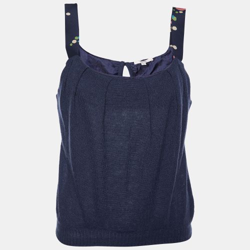 Kenzo Navy Blue Alpaca Knit & Silk Sleeve Tank Top L - Kenzo - Modalova