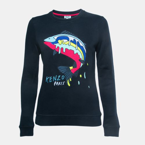 Logo Shark Embroidered Cotton Crew Neck Sweatshirt S - Kenzo - Modalova