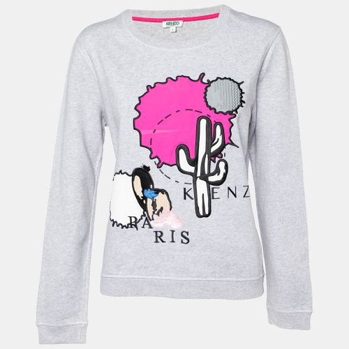 Kenzo Grey Cactus Applique Cotton Knit Long Sleeve Sweatshirt L - Kenzo - Modalova