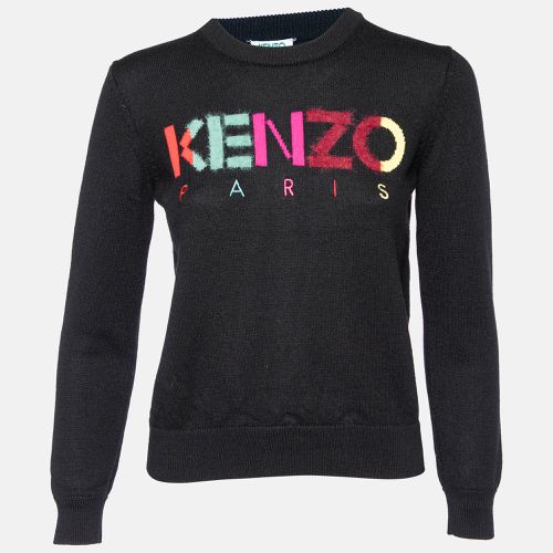 Kenzo Black Wool Knit Logo Intarsia Knit Sweater L - Kenzo - Modalova