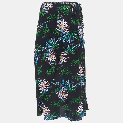 Kenzo Black Printed Crepe Wrap Effect Midi Skirt M - Kenzo - Modalova