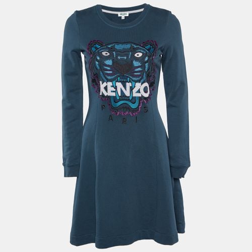 Kenzo Teal Green Tiger Embroidered Cotton Mini Dress S - Kenzo - Modalova