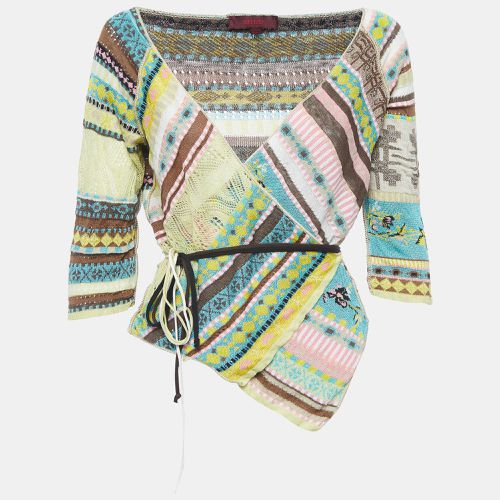 Kenzo Multicolor Patterned Lurex Knit Wrap Top M - Kenzo - Modalova