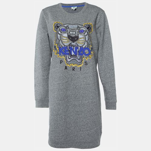 Kenzo Grey Tiger Embroidered Cotton Sweater Dress XL - Kenzo - Modalova