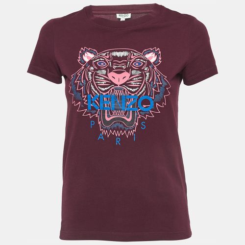 Kenzo Burgundy Logo Printed Cotton Crew Neck T-Shirt S - Kenzo - Modalova