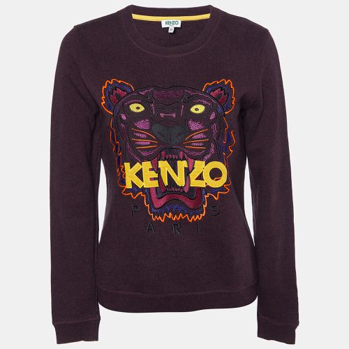 Kenzo Burgundy Melange Cotton Tiger Embroidered Sweatshirt M - Kenzo - Modalova