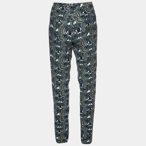 Kenzo Grey Eye Print Crepe Tapered Trousers M - Kenzo - Modalova