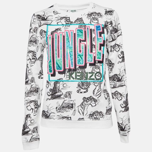 Kenzo White Jungle Embroidered Cotton Knit Crew Neck Sweatshirt S - Kenzo - Modalova