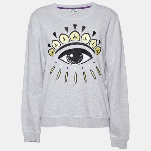 Kenzo Grey Cotton Eye Embroidered Sweatshirt XL - Kenzo - Modalova