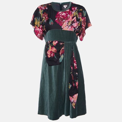 Kenzo Green Floral Print Silk & Velvet Knee-Length Dress M - Kenzo - Modalova