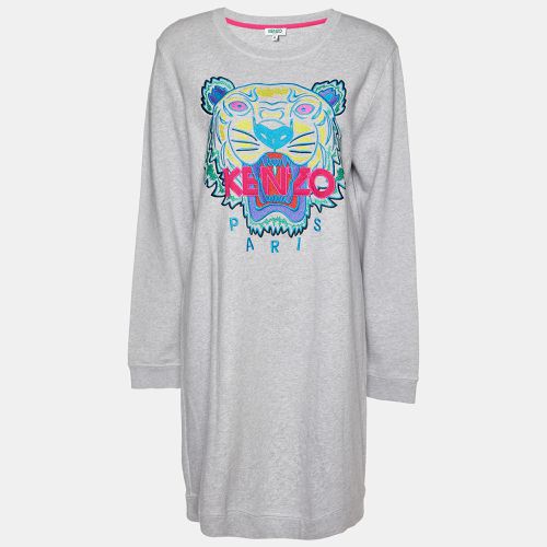 Kenzo Grey Cotton Tiger Embroidered Sweater Dress XL - Kenzo - Modalova