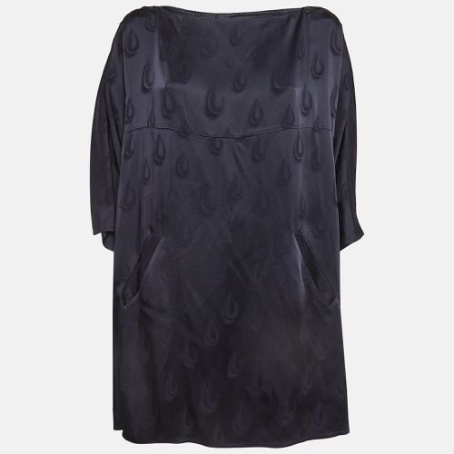 Kenzo Navy Blue Patterned Satin Loose Fit Mini Dress S - Kenzo - Modalova