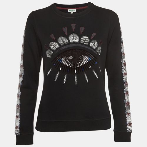 Kenzo Black Evil Eye Embroidered & Printed Cotton Knit Sweatshirt M - Kenzo - Modalova