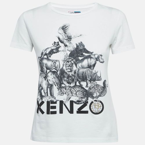 Kenzo White Animal Printed Cotton Knit T-Shirt S - Kenzo - Modalova