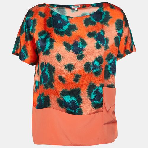 Kenzo Orange Printed Silk Relaxed Fit Blouse S - Kenzo - Modalova