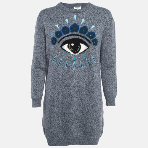 Kenzo Grey Eye Pattern and Embroidered Knit Sweater S - Kenzo - Modalova