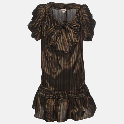 Kenzo Brown Striped Silk Blend Bow Detail Ruffled Blouse S - Kenzo - Modalova