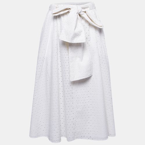 Kenzo White Broderie Anglaise Cotton Belted Midi Skirt S - Kenzo - Modalova