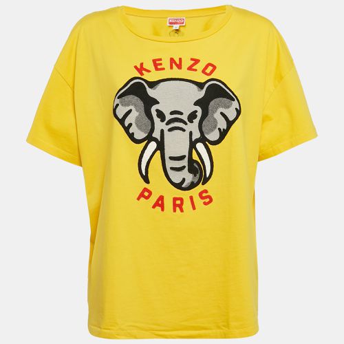 Kenzo Yellow Elephant Applique Cotton Jersey T-Shirt M - Kenzo - Modalova