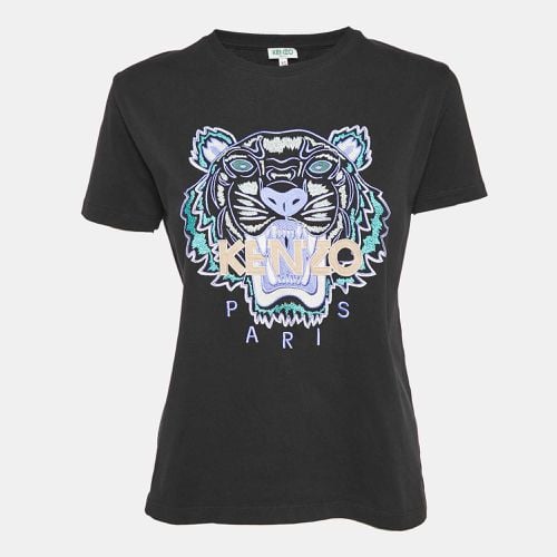 Kenzo Black Tiger Logo Embroidered Cotton Knit T-Shirt XS - Kenzo - Modalova