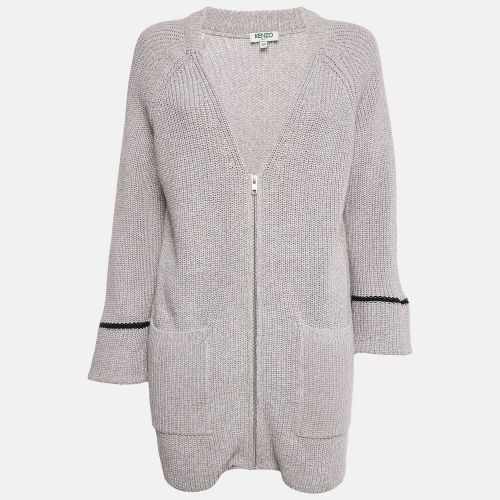 Kenzo Grey Cotton and Wool Knit Zip-Up Cardigan XS - Kenzo - Modalova