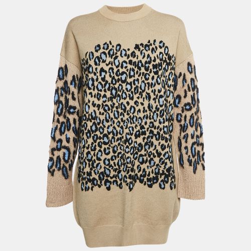 Kenzo Camel Brown Tiger Pattern Wool Blend Knit Mini Dress S - Kenzo - Modalova