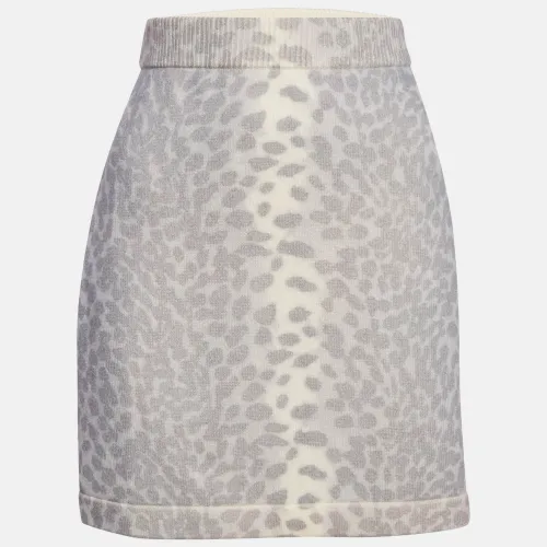Kenzo Grey Leopard Print Wool Mini Skirt M - Kenzo - Modalova